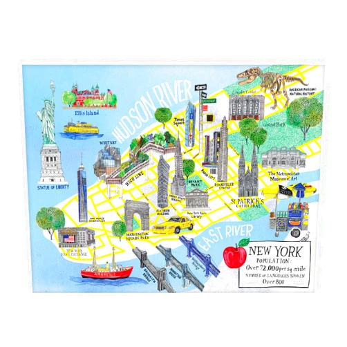 Galison 1000 Piece New York City Map Jigsaw Puzzle for Adults and Families, NYC Puzzle Features Sights from Around New York City