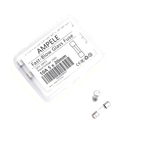 AMPELE (Pack of 20) 10A Fast-Blow Fuse 10Amp 250V Glass Fuses 0.2 x 0.78 inch/5 x 20 mm (10Amp)(F10AL)