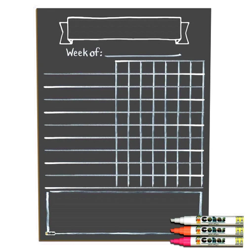 Cohas Chore Chart for Daily Responsibilities and Rewards, Solid Non-Magnetic 12 by 16 Inch Chalkboard, Includes 3 Bright Markers, Blank No Design