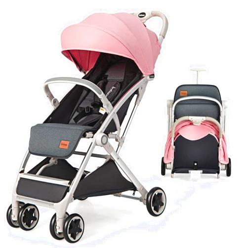 INFANS Lightweight Baby Stroller, Compact Stroller with One-Hand Fold, Travel Stroller for Airplane with Cup Holder, 5-Point Harness, Foot Cover, Canopy, Infant Stroller for 0-36 Month (Pink)