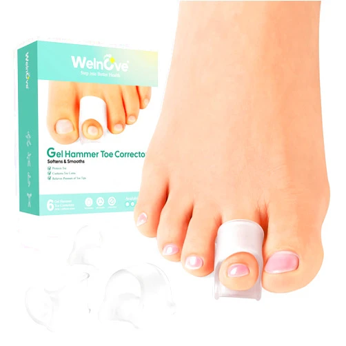 Welnove Hammertoe Corrector - Toe Straightener to Curled Toes, Broken toe, Bunion Corrector for Women and Men, 3 Different Size (Clear)