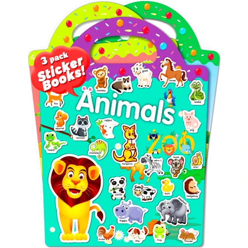 Oomloid 3 Pack Reusable Sticker Book for Toddlers 2-4 Years, Toddler Sticker Book for Kids, Toddler Activities Crafts Preschool Learning Travel Toys Birthday Gifts for Boys Girls Ages 1-3, 2-4, 3-5