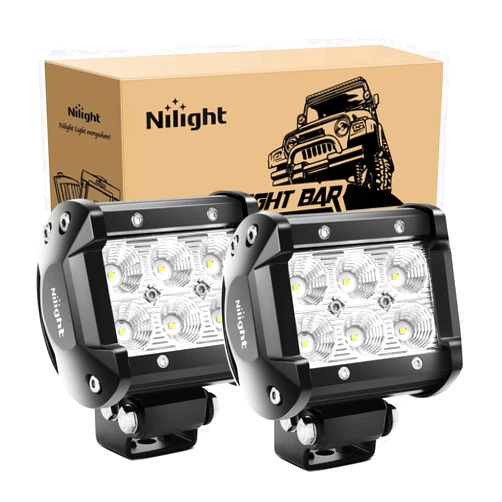 Nilight Led Pods 2Pcs 18W 1260LM Flood Led Off Road Lights Super Bright Driving Fog Boat Lights Led Work Light Bar for Trucks Pickup Golf Cart SUV ATV UTV 4x4 Van Camper,2 Years Warranty