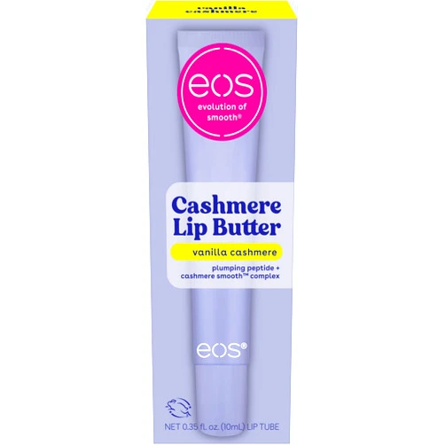 eos Cashmere Lip Butter, Vanilla Cashmere, Plumping Peptides For Smooth Lips, 0.35 fl oz