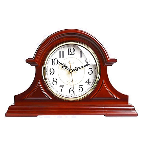 FMOGGE Mantel Clock Wooden Silent Mantle Clock Home Vintage Battery Operated Mantel Clocks Retro Table Clock for Living Room Decor with Chimes（Battery Not Included）