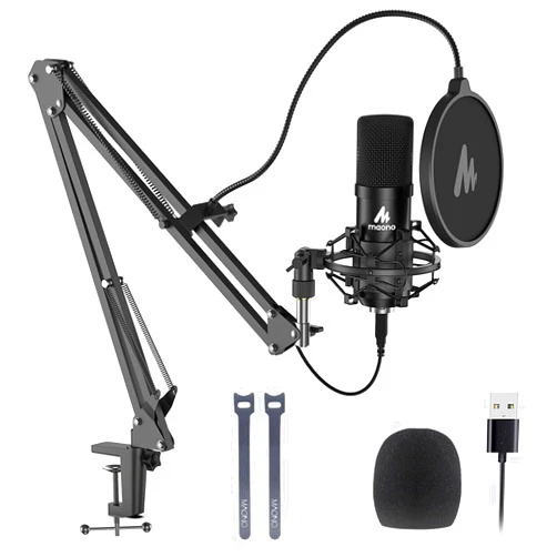MAONO USB Microphone, MAONO 192KHZ/24Bit Plug & Play PC Computer Podcast Condenser Cardioid Metal Mic Kit with Professional Sound Chipset for Recording, Gaming, Singing, YouTube (AU-A04)