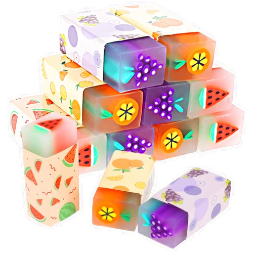 Abeillo 12Pcs Cute Erasers for Kids, Fun Fruit Shaped Erasers Scented Pencil Rubber Erasers Classroom Students Reward School Supplies Prize Gifts Party Favors