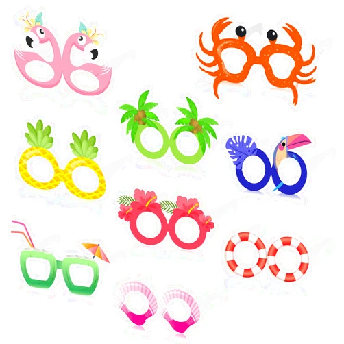 UMYUITYYTR Luau Party glasses - 9 Pairs Funny Hawaiian Glasses, Tropical Fancy Dress Props, Fun Summer Kids Party Favors, Beach Themed Party Supplies Decoration, Colorful, glass