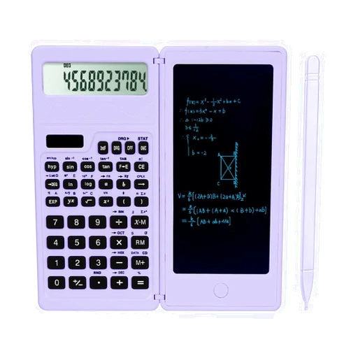 LveSunny Scientific Calculators for high-School, 10 Digits Digital with Erasable Writing Board Math Calculator for Middle School & College (Purple)