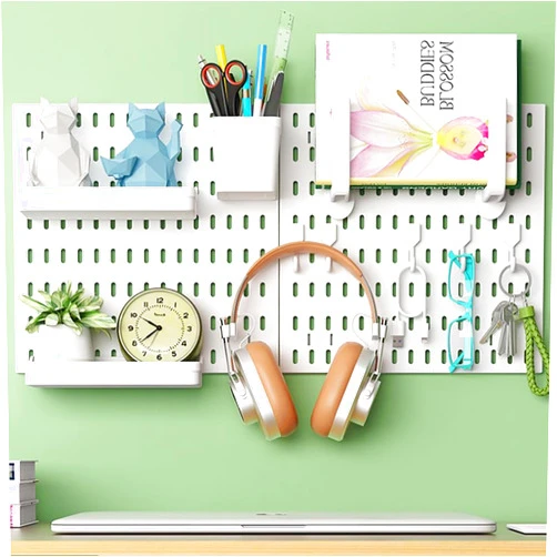 Tuzau Pegboard Combination Wall Organizer,Wall Mounted Storage Set, with 2 Pegboards & 13 Accessories Hanging, Kitchen Organizer, 23.6