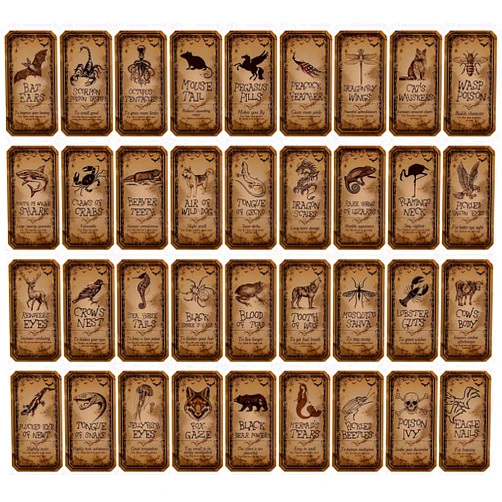 Jetec 180 Pieces Creepy Apothecary Labels Animal Apothecary Bottle Labels Stickers Medicine Bottle Label Laminated Ready to Use for Party Decoration Party Gifts and Photo Props, 36 Styles