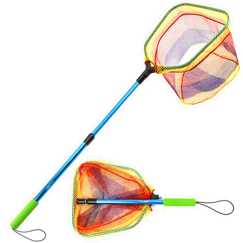 YVLEEN Kids Fishing Net for Lakes - Minnow Nets for Kids - Aluminum Collapsible Telescopic Fishing Pole Handle and Nylon Mesh Small Fishing net - Butterfly Nets for Kids Outdoor Playing