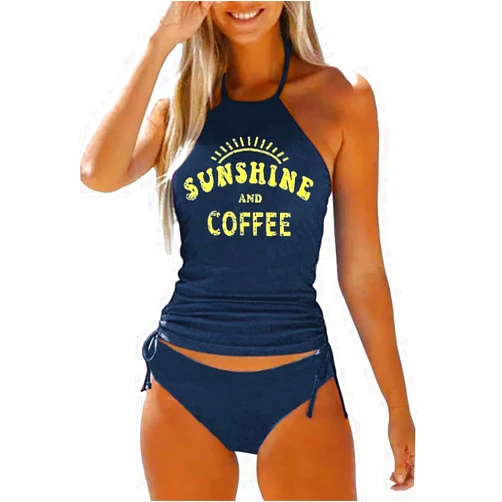 Essential cocoon Womens Two-Piece Tankini Set Cow Skull with Leopard Print Sets Swimwear Tankini Top Sets Swimwear