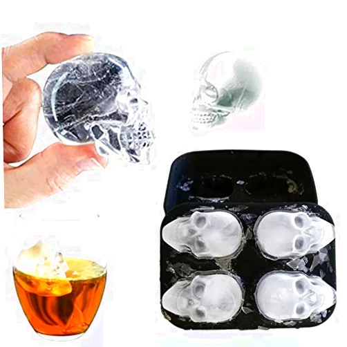 LareinaXXX Skull Ice Cube Trays,Easy To Fill Melt Slower Skull Ice Mold,6-8 Hours Be a Funny Ice Skeleton Heads Cooling for Whiskey,Cocktail,Beer,Fruit etc