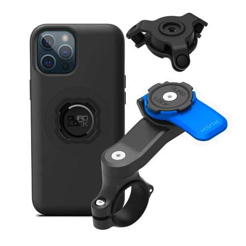 Quad Lock Motorcycle Handlebar Mount Kit with Vibration Dampener and MAG Phone Case for iPhone 12 Pro Max