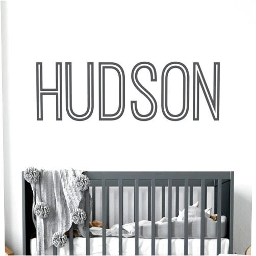 WallTag Name Wall Decal Sticker - Multiple Font Custom Baby Name - Nursery Wall Sticker - Baby Girl Baby Boy Room Wall Decor - 130528PRE