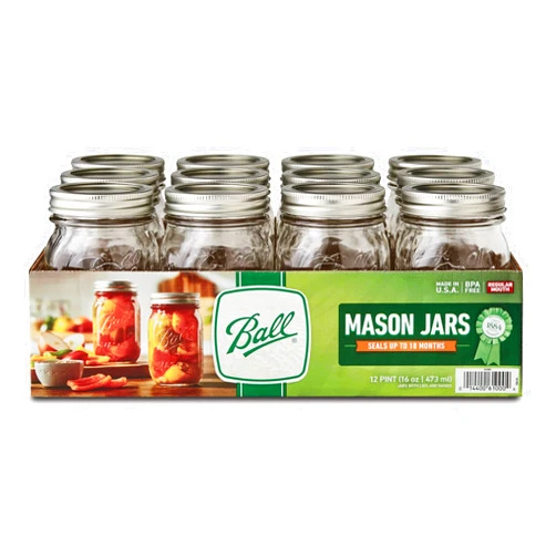 Dzotmyn LAIBY Ball Regular Mouth Mason Jars With Lids 16 Oz (12 Jars), Canning