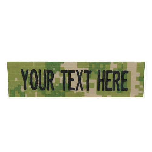 Northern Safari Custom Uniform Name Tape. 1.25 Inch Green Digital, 5 Inch Sew on