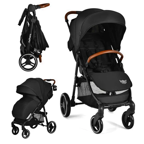 BABY JOY Baby Stroller, High Landscape Infant Carriage Newborn Pushchair with Foot Cover, Cup Holder, 5-Point Harness, Adjustable Backrest & Canopy, Suspension Wheels, Easy One-Hand Fold (Black)
