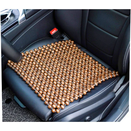 EXCEL LIFE Natural Wood Beaded Seat Cover Pad Mat Comfy Cool Summer Massage Seat Cushion (Square) Medium Size for Car, Sedan,SUV Office Chair