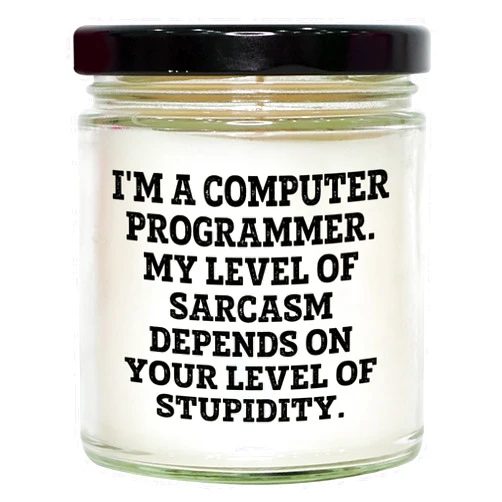 Proud Gifts Sarcastic Computer Programmer Gifts for Graduation - Funny Vanilla Soy Candle for Coding Enthusiasts, 9oz Soy Wax Candle with Black Lid