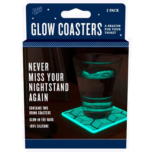 30 Watt, Glow-in-The-Dark Coasters, Happy Hour Drinking Coaster (Set of 2) | Tabletop Protection, No Spillage | Perfect for Mugs, Glasses and Bottles, Gift for Friends & Family