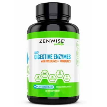 Zenwise Health Digestive Enzymes Plus Prebiotics & Probiotics Supplement, Vegan Formula for Better Digestion & Lactose Absorption with Amylase & Bromelain, 60 Count 60 Count (Pack of 1) Digestive Enzymes Plus