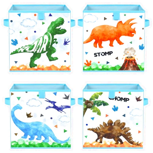 WERNNSAI Cube Storage Bins - 4 Pack Fabric Foldable Storage Cube Organizer for Kids Decorative Storage Baskets with Handles 11