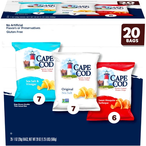 Cape Cod Potato Chips Variety Pack, 1 Oz, (Pack of 20)