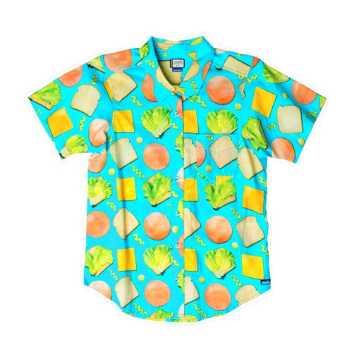 KAVU Girl Party Button Up Shirt - Boyfriend Fit Print