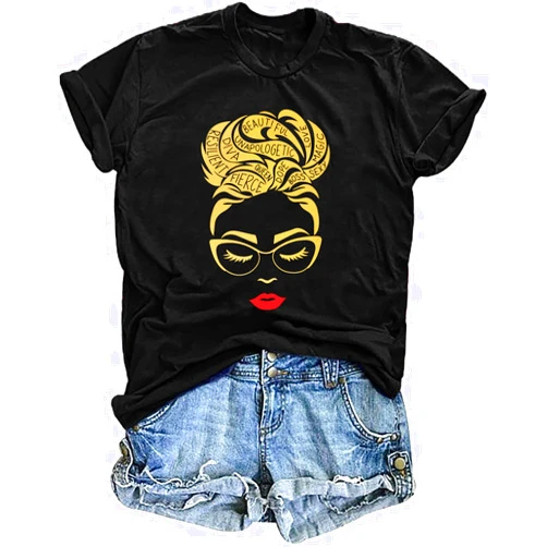 VVNTY Afro Woman Shirt: Black Girl Queen Graphic Tee African American T Shirt Black Women Melanin Tshirts