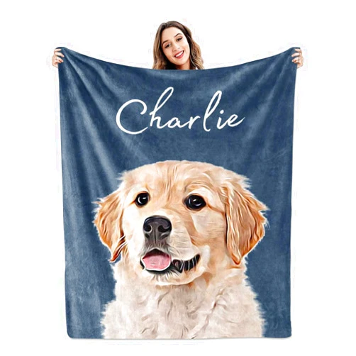 Pamaheart Custom Pet Blanket Pet Photo and Name, Custom Dog Blanket Personalized Dog Blankets Cat Picture Blanket Pet Photo Blanket Dog Dad Gift, Custom Dog Blanket with Photos, Sherpa Throw Blanket