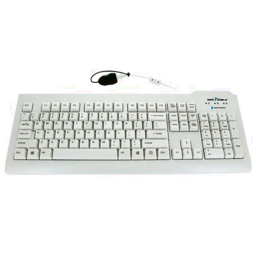 Spartan POS Seal Shield, Washable TRUETYPE Keyboard White Backlit, US/QWERTY, White W/KEYLOCK, Dishwasher Safe Medical Grade, Stands UP to Harsh DISINFECTANTS/CL