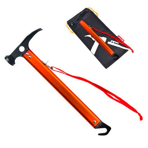 TRIWONDER Camping Tent Hammer Lightweight Outdoor Multi-function Hammer Aluminum Hammer with Tent Stake Remover for Rain Fly Tent Tarp (Orange)