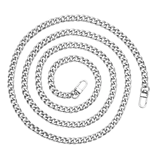 PH PandaHall 1 Strand 63 Inches DIY Iron Flat Chain Strap Handbag Chains Accessories Purse Straps Shoulder Cross Body Replacement Straps with 2pcs Metal Buckles Platinum