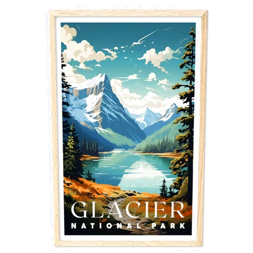 01September Glacier Poster, Glacier National Park Poster, Glacier Wall Art, National Park Posters, National Park Wall Art, Travel Poster, Travel Wall Art, National Park Print for Living Room (UNFRAMED)