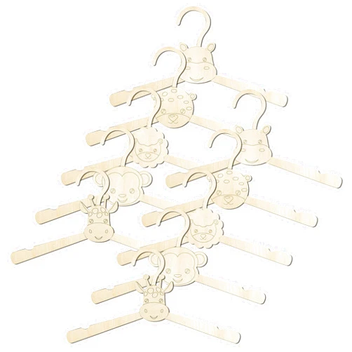 Fluffy Nugget Handcrafted Eco-Friendly Wooden Kids Hangers with Animal Faces, Toddler Hangers, Children's Hangers, Cute Kids Clothes Hangers, Wooden Closet and Nursery Organizers, 10 pcs (2)