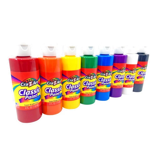 Cra-Z-art Washable Classic Paint Bulk Pack 8ct, Assorted Colors 4oz each bottle, 32oz