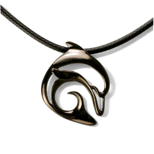 Big Blue by Roland St John Dolphin Necklace for Men and Women- Hematite Dolphin Pendant for Men, Dolphin Charm Hematite, Dolphin Jewelry for Women, Jet Black Jewelry, Scuba Diving Gifts