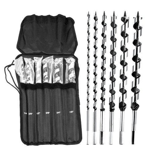 NICAVKIT 6Pcs 12-Inch Long Auger Drill Bit Set for Wood, 1/4