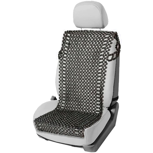 VaygWay Beaded Seat Cushion Car Driver Seat Cover with Durable & Double Strung Natural Wood Beads- Cooling Comfort Ventilated Massaging Support Cushion for Cars, Trucks & Office Chairs- Black