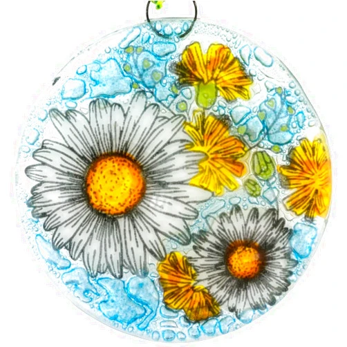Ruth's Ethical Goods Daisy Christmas Tree Ornament - Art Glass Light Catcher