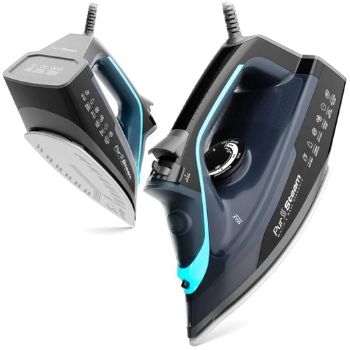 Pursteam World's Best Steamers PurSteam SteamBurst+ 1750W Steam Iron, Ceramic Soleplate, Adjustable Steam, Burst of Steam, Self-Clean, Anti-Calc, Anti-Drip, Auto Shut-Off, Powerful & Long-Lasting Steam for All Fabrics