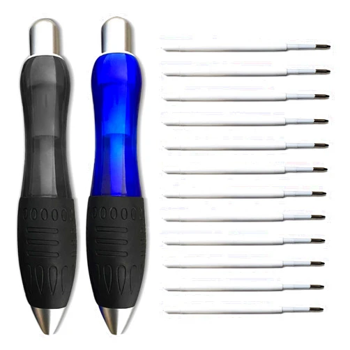 Lyforx 14pcs Big Fat Pens Aids Writing - 2 Pens + 6 Black Refills + 6 Blue Refills for Tremor, Arthritis, Parkinson, Handicap, Carpal Tunnel