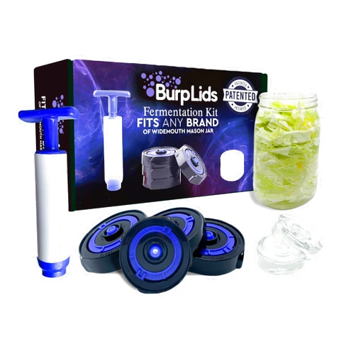 Burp lids Fermentation Lids for Wide Mouth Mason Jars with Vacuum Sealer - Air Lock for Fermenting Kimchi, Sauerkraut, Pickle and Kombucha by Burp Lids