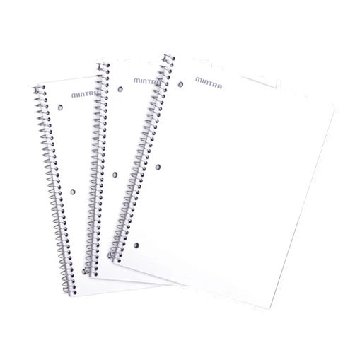 Mintra Office Durable Spiral Notebooks, 1 Subject, (White, Wide Ruled 3 Pack), 100 Sheets, Poly Pocket, Moisture Resistant Cover, Strong Chipboard back, For School, Office, Business