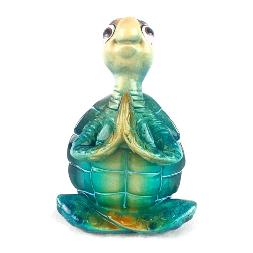 Ain't it Nice Large Sea Turtle Statue Yoga Meditation Zen Coastal Ocean Beach Decor Gifts Figurine Bathroom for Home & Office Sculpture, Blue 4(L) 3.5(W) 6(H) Inches