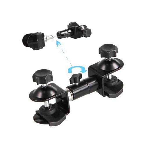 Mekingstudio Heavy Duty Metal Clamp Holder Double U Clip Dual C Clamp Type Bracket Mount for Photo Studio Light Stand, Photography Reflector, Photo Boom Stand, Background Support, Cross Bars and More