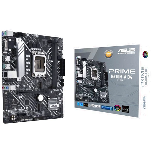 ASUS Prime H610M-A D4-CSM LGA 1700(Intel 12th Gen) Micro-ATX Commercial Motherboard (PCIe 4.0, DDR4, 2xM.2 Slots,1Gb LAN, Rear USB 3.2 Gen 2 Ports, DP/HDMI/D-Sub, SPI-TPM Header, ACCE)