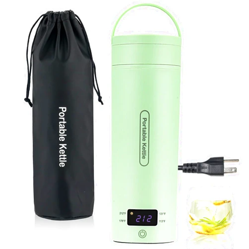 COHOLYTY Portable Electric Kettle: Travel Small Water Boiler, Heater with 4 Temperature Control, 304 Stainless Steel, With Boil Dry Protection & Fast Boil, BPA-Free, Auto Shut Off (Green)